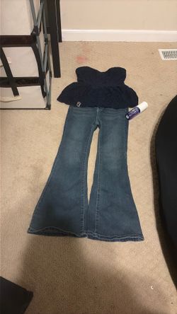 Good quality, dark blue, cross design, jeans
