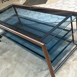 📺 Modern Glass & Wood TV Entertainment Center – 56” Wide