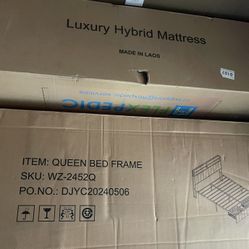 Queen Bed Frame AND Mattress 