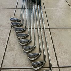 LEFT Hand Ping EYE2 Iron Set 3,4,5,6,7,8,9,S,W Karsten Blue Dot Steel Shaft