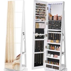 Lockable Mirror Jewelry Cabinet 