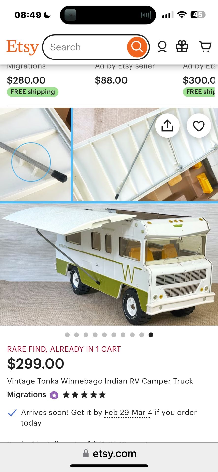 Vintage Tonka Winnebago Indian RV Camper Truck