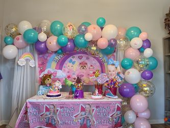 JoJo siwa backdrop props & balloon setup