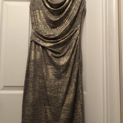 Vince Camuto Gold, Gathered Dress, Size 4