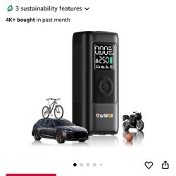 New-160PSI Tire Inflator Portable Air Compressor - 48LPM Fast Air Pump for Car Tires: SUV, Light Truck, Motorcycle, Bike, 10000mAh with Auto Shut-Off,