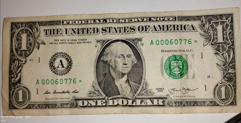 2013 Low Number Star Note $1 Bill