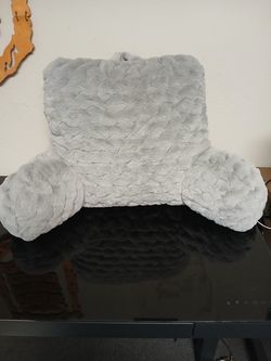 Backrest Pillow Bed Cushion Rest Arms, Gray Chair Faux Fur