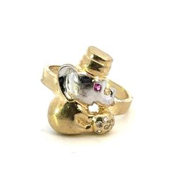 Woman’s Ladies 10k Two Toned White Yellow Gold Elephant Band Ring Size 7.5 GP3122331