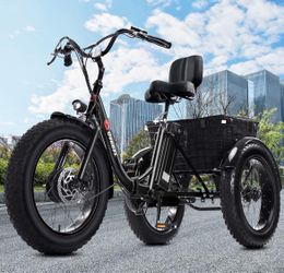 Geemax Electric Tricycle for Adults, 20" x 4.0 Fat Tire Electric Trike, Peak 500W 15MPH 36V 13Ah Lithium Battery UL Certified, Foldable 3 Wheel Electr