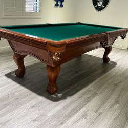 Beautiful Pecan Pool Table 7’ (Free Delivery & Pro Setup) New Felt Any Color + All Accessories Included
