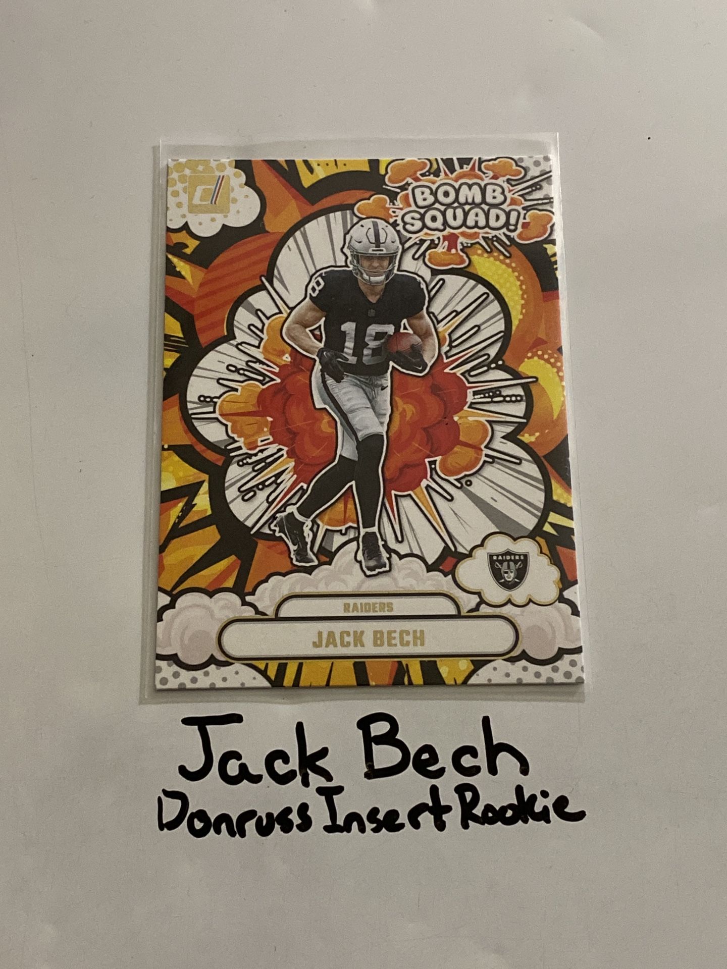 Jack Bech Las Vegas Raiders WR Donruss Short Print Insert Rookie Card.