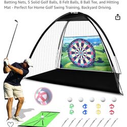10x7ft Practice Golf Net Set - Featuring Durable Hitting Net