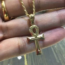 10k Gold Chain And Pendant With 20” Inch Chain Both Together Deal Special .