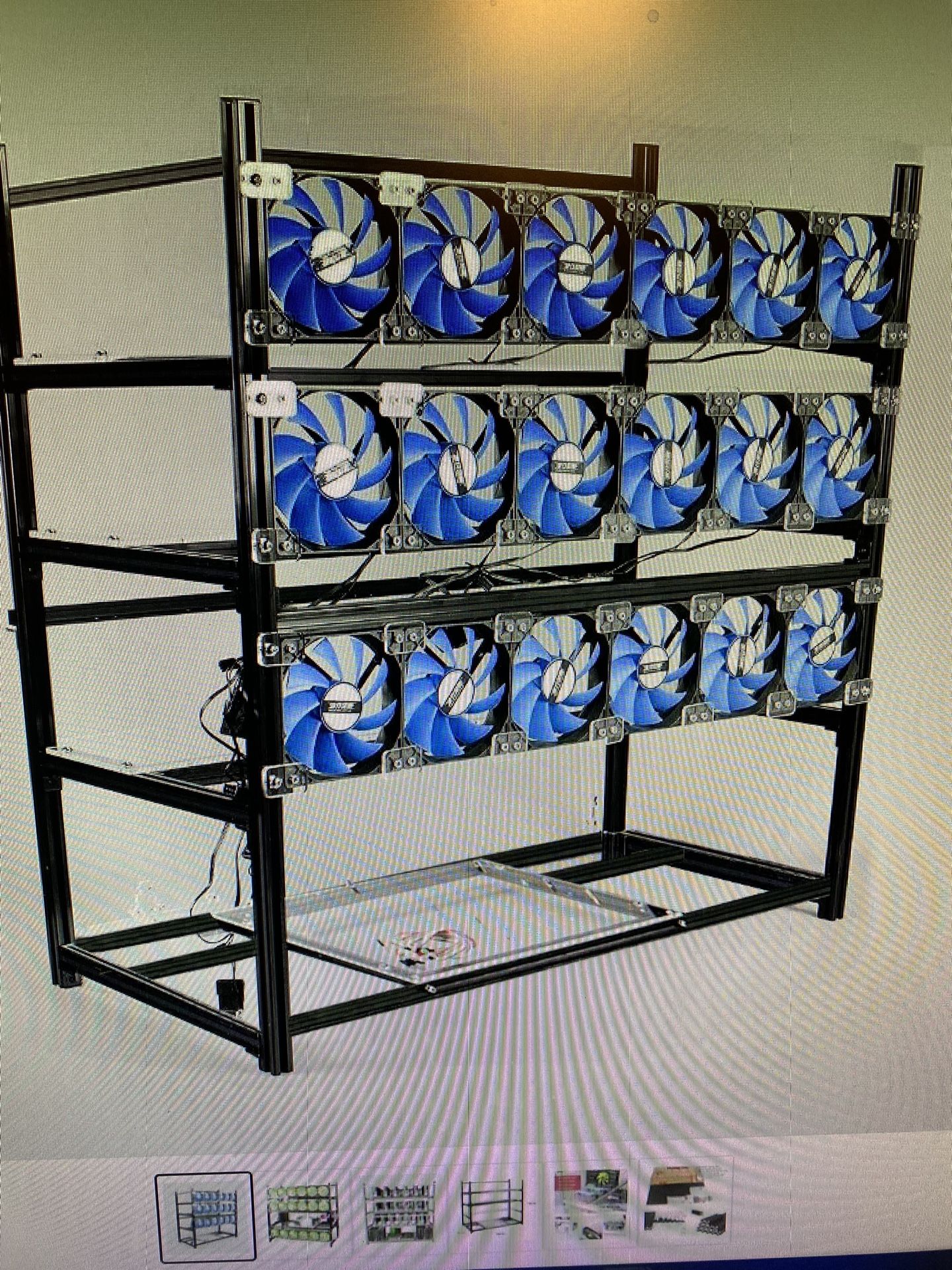 19 GPU (with 18 Fans) Stackable Open Air Mining Rig Frame NEW