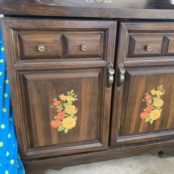Vintage Record player in cabinet