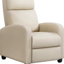 Beige fabric recliner 614651