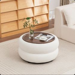 Upholstered Round Storage Ottoman