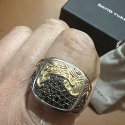 David Yurman 18k Gold Black Diamond Wave Ring
