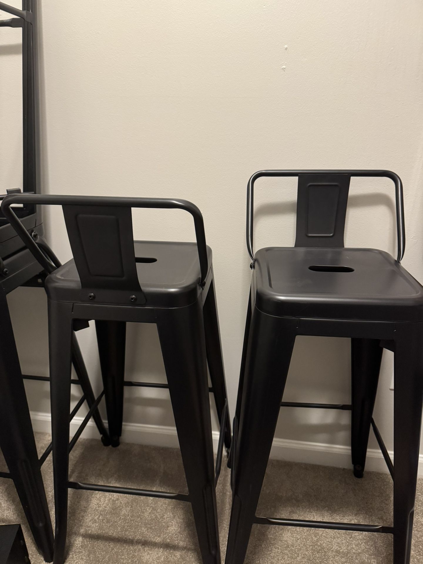 Counter-Height Metal Barstools — Removable Low Backs