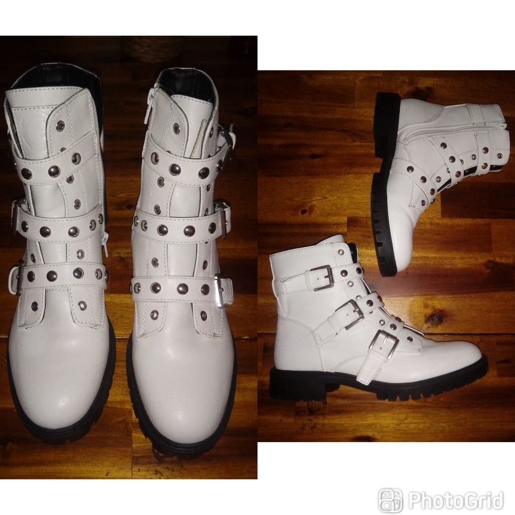 short white boots size 7.5, $8