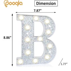 LED Marquee Letter Lights, Light Up Silver Letters Glitter Alphabet Sign Battery Powered for Night Light Birthday Party Wedding Girls Gifts Home Bar C