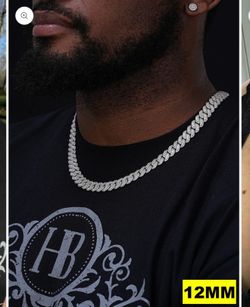3D Miami Cuban Link Prong Chain Necklace Iced Out - 925 Silver - 12mm - 20” length