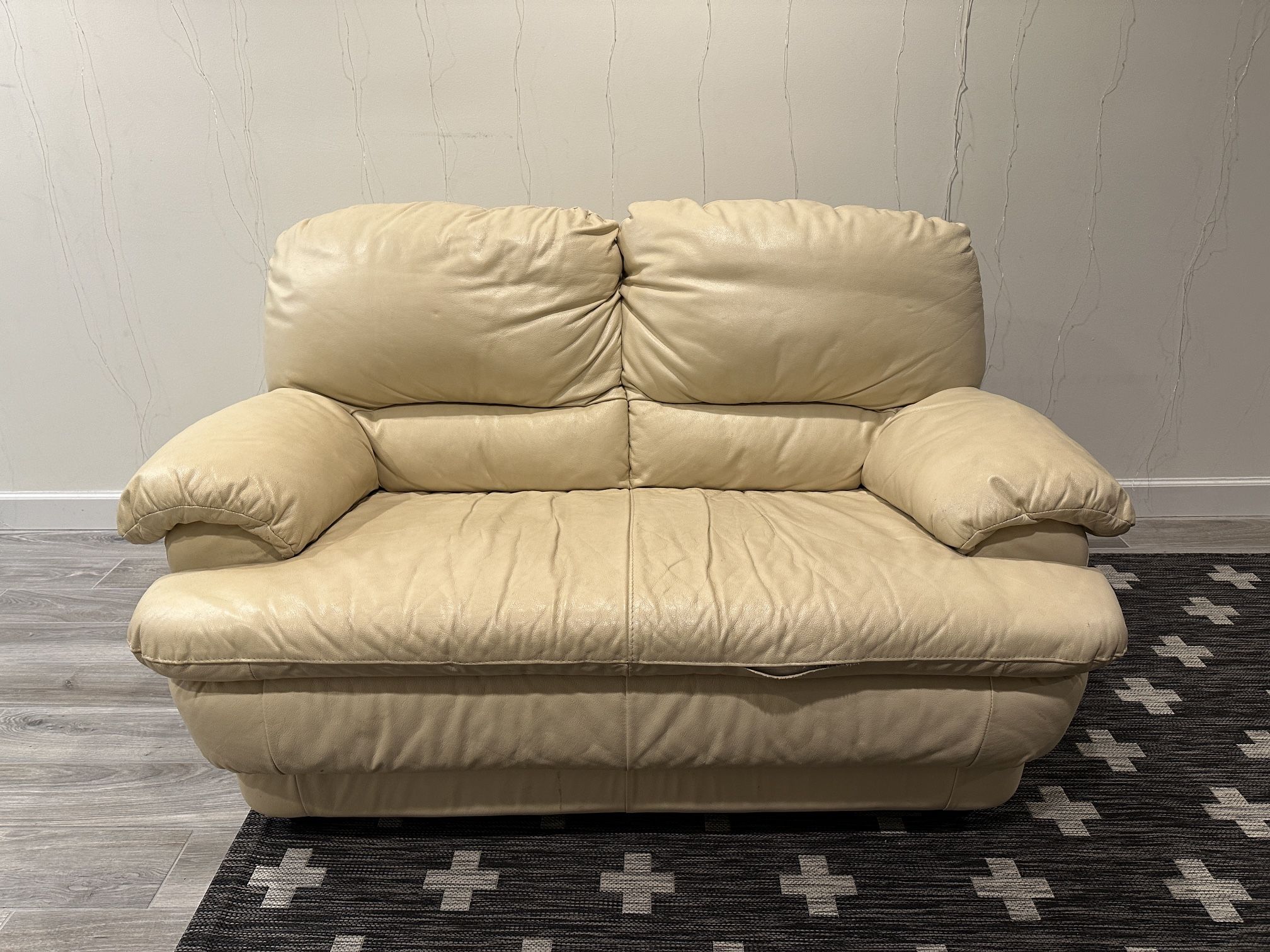 White Leather Loveseat