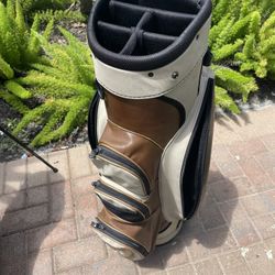 classic golf cart bag with club dividers and shoulder strap