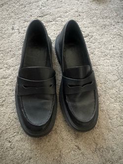 Black Chunky Platform Penny Loafers