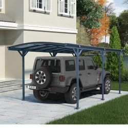 Real Relax Carport 10 x 19 ft Heavy Duty Metal, Multi-Use Shelter with Aluminum Arch-Roof with Polycarbonate Panel for Cars, Boats & Shade,