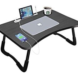 Laptop Bed Desk,Portable Foldable Laptop Tray Table with USB Charge Port/Cup Holder/Storage Drawer,for Bed/Couch/Sofa Working, Reading