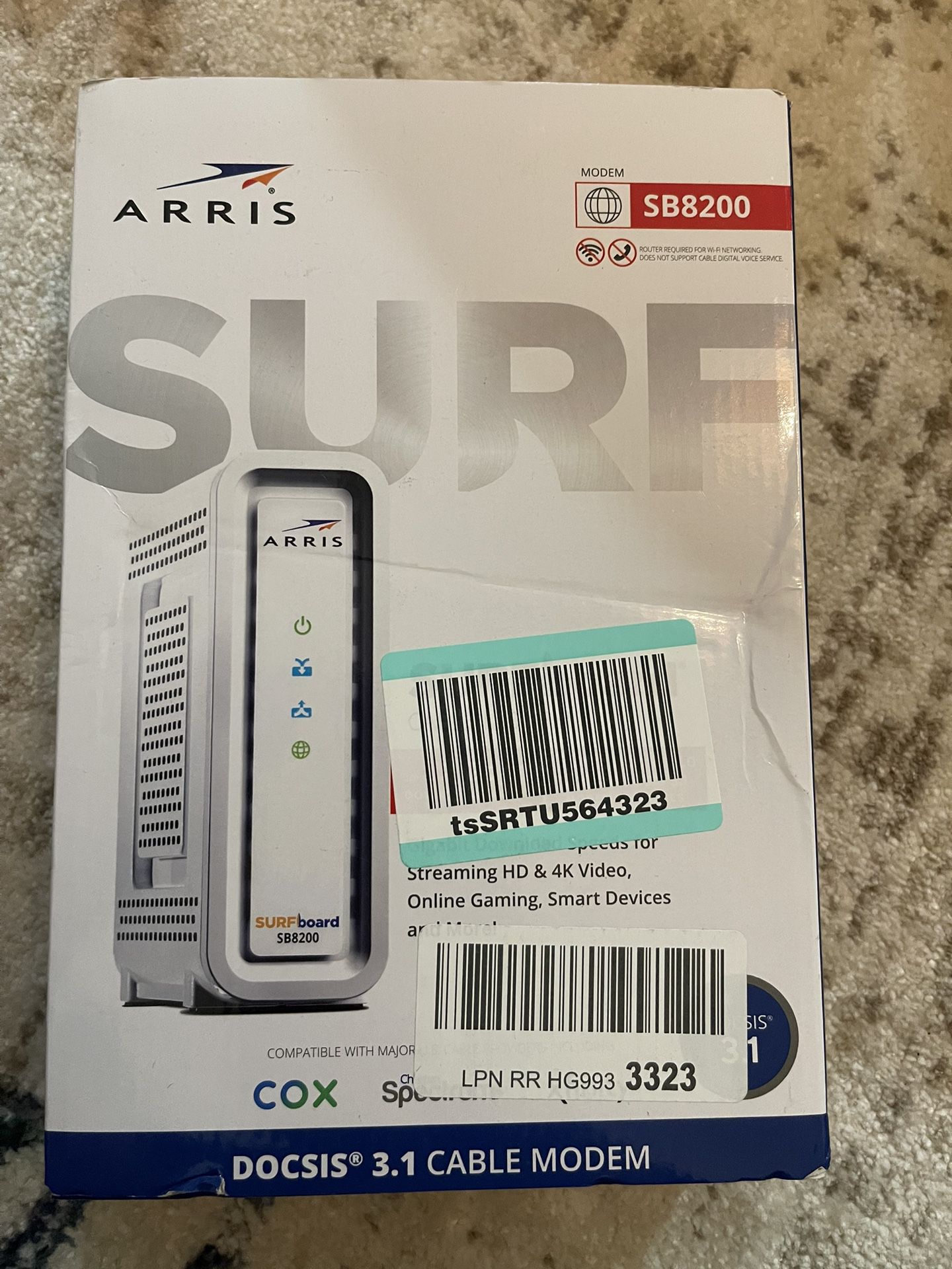 ARRIS SURFboard SB8200 DOCSIS 3.1 Cable Modem , Approved for Comcast Xfinity, Cox, Charter Spectrum, & more