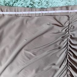 Charlotte Russe Ruched Midi Skirt, Beige, L