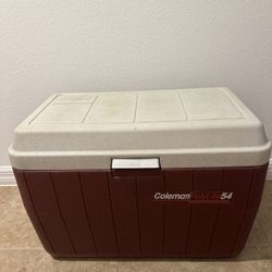 Coleman Polylite 54 Cooler Red Gray Made in USA Model 52868