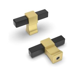 homdiy 18 pcs - 2 Inches Cabinet Knobs Gold Drawer Knobs Solid Kitchen Cabinet Knobs Black Knobs for Dresser Drawers