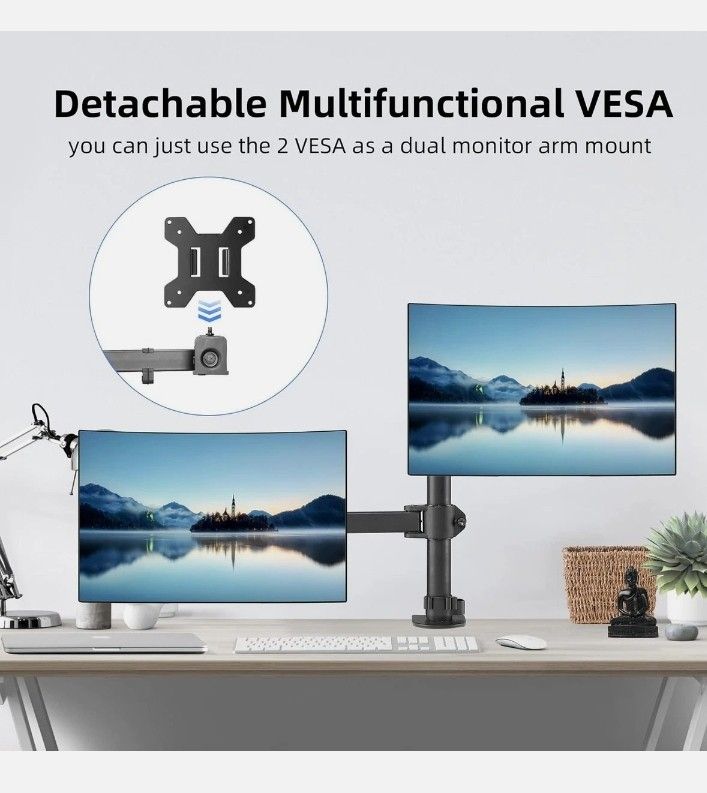 Suptek Monitor and Laptop Mount Adjustable Monitor Arm Stand with Laptop Tray