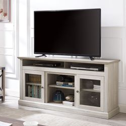 Contemporary TV Media Stand Modern Entertainment Console for TV Up to 65 with Open and Closed Storage Space, Stone Gray, 60W*15.75D*29H