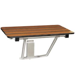 Seachrome 32-inch x 15-inch in ADA Folding Wall Mount Bathroom Shower Seat Bench, Teak Phenolic Seat