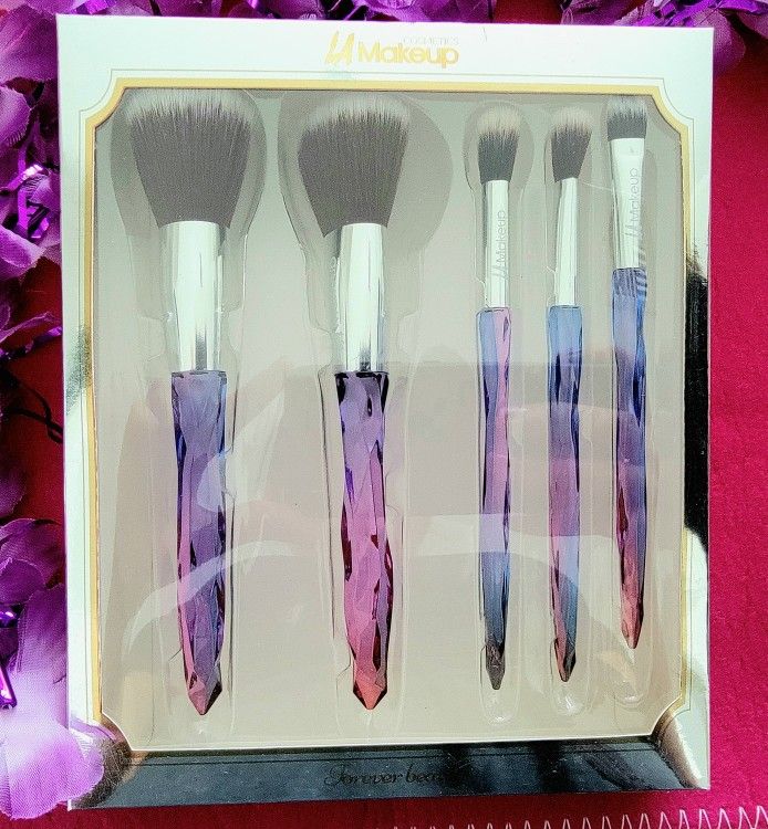 5pcs Purble Crystal Handles Beautiful Makeup Brush Set