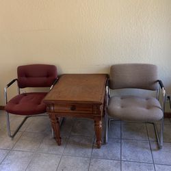Tea Table With 2 steel Arm Chairs