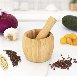 Bamboo mortar and pestles set