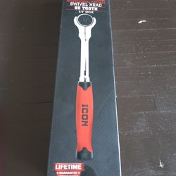 ICON 3/8 in. Drive Professional Swivel-Head Ratchet with Comfort Grip