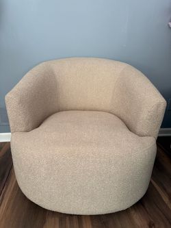 Cream Polyester Swivel Chair