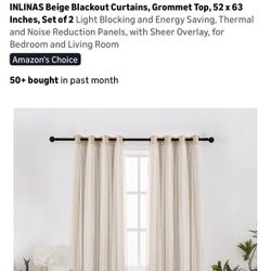 4 Curtain Panels 52” By 63 L. Beige 
