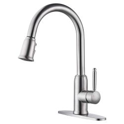 Single-Handle Pull-Down Stainless Steel Sprayer Kitchen Faucet