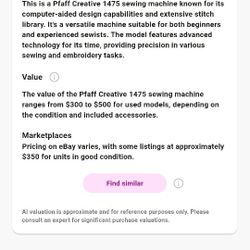 Pfaff Creative 1475 Sewing Machine