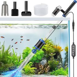 Electric Aquarium Vacuum Gravel Cleaner: 36W Fish Tank Cleaner Vacuum with Strong Suction for Water Change Wash Sand Algae Cleaner Water Shower and Wa