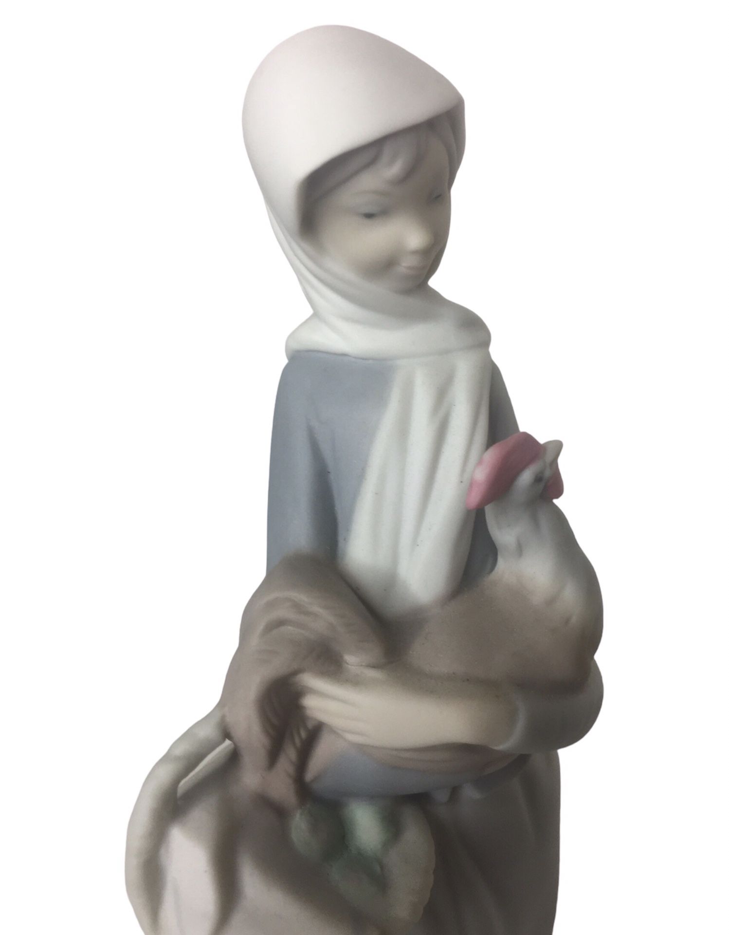 Lladro #4591 Girl With Cockerel- Matte