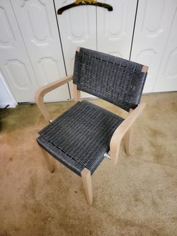 SAMPLE Italian Woven Chair w/ Wood Frame.  Anthracite Rope.