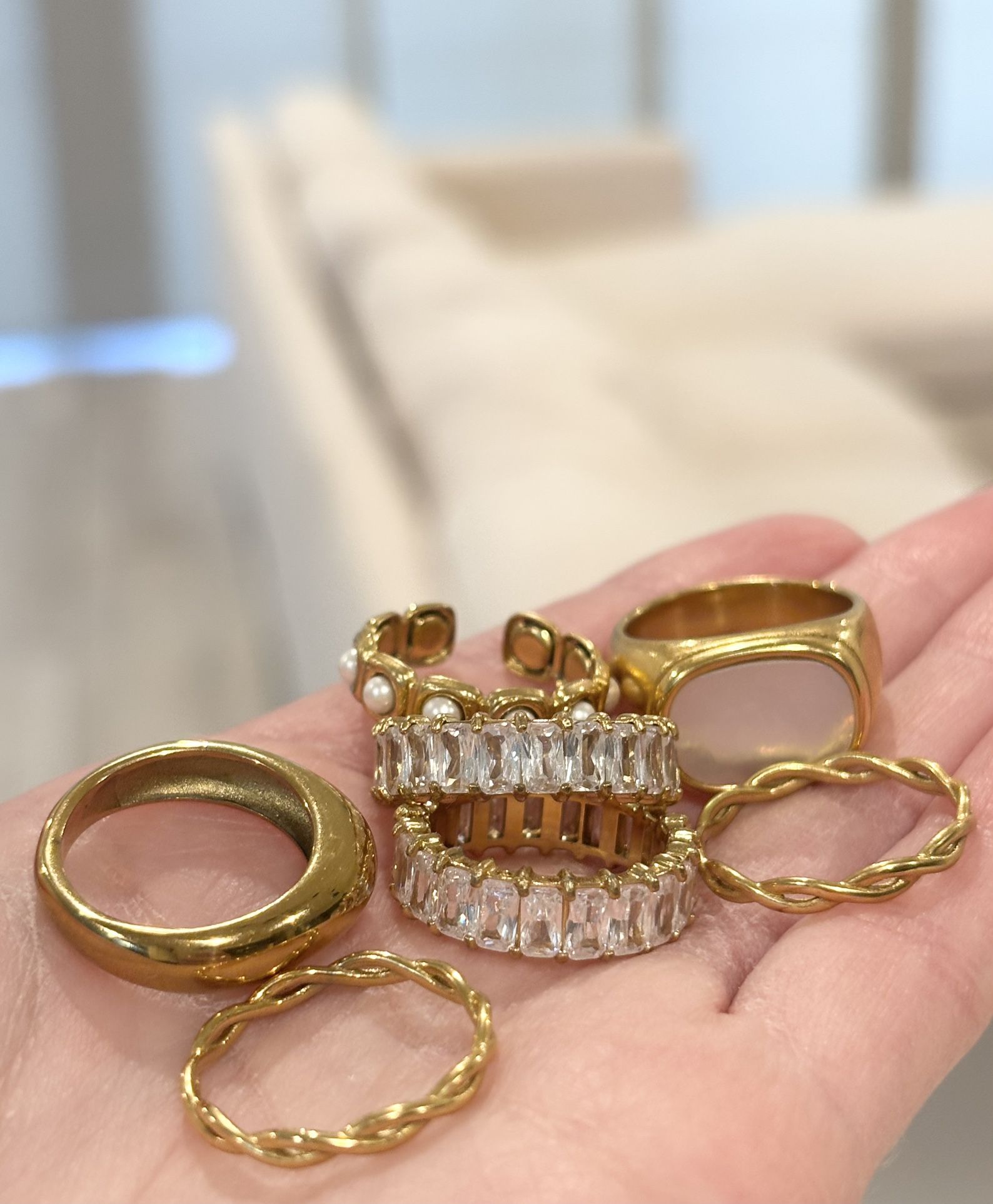 Assorted Waterproof Gold Rings Diamond Accent Rings
